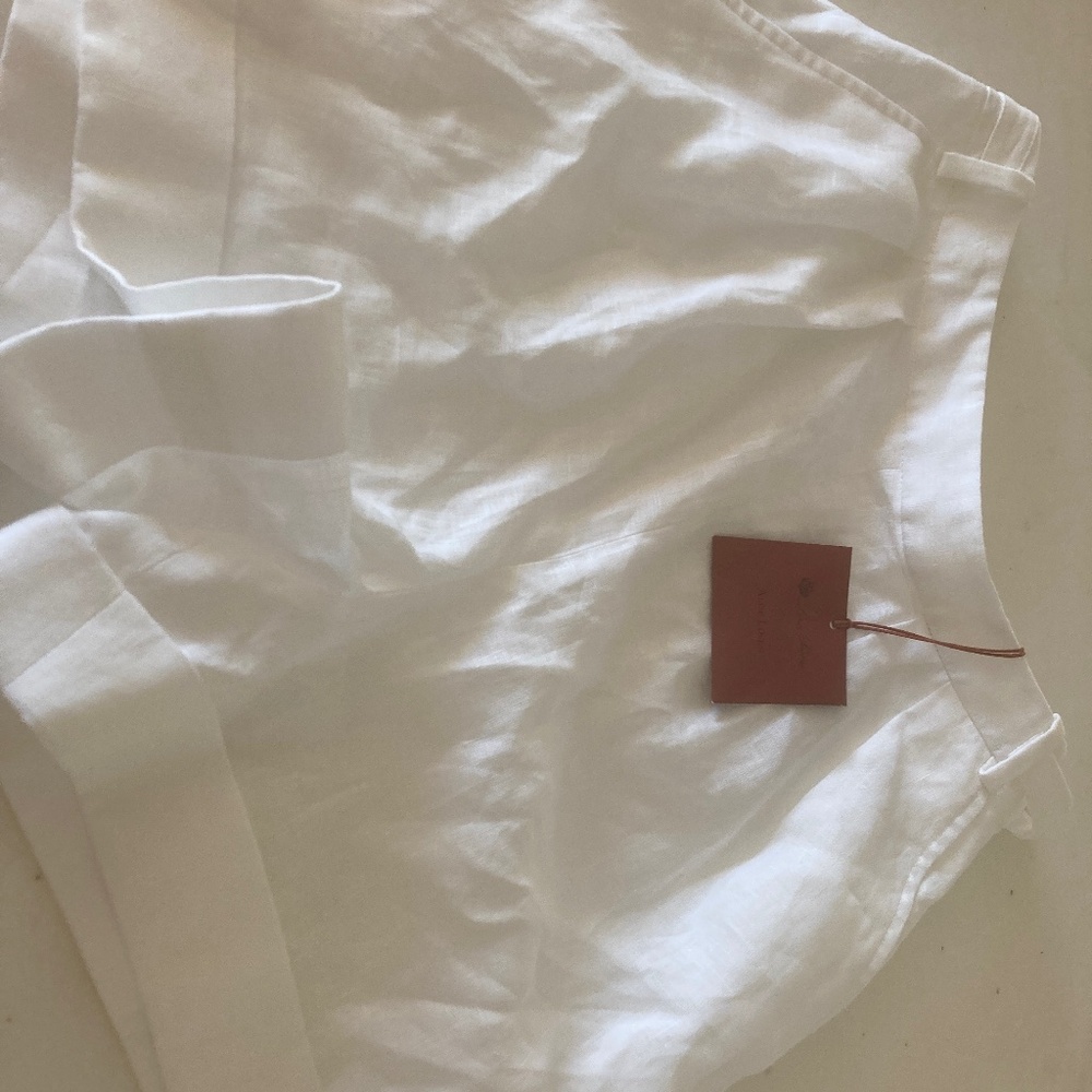 Loro Piana white linen cuffed shorts size 38 tags still on